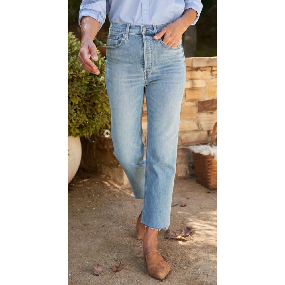 FRANK & EILEEN Monaghan High Rise Straight Leg Cropped Jeans